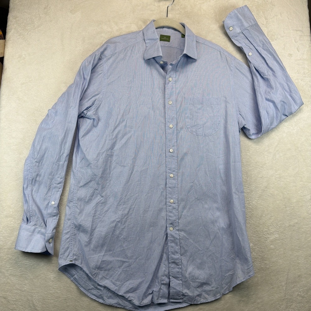Sid Mashburn Mens Dress Shirt 16.5 35 Blue Long Sleeve Spread Collar Classic - Picture 2 of 10